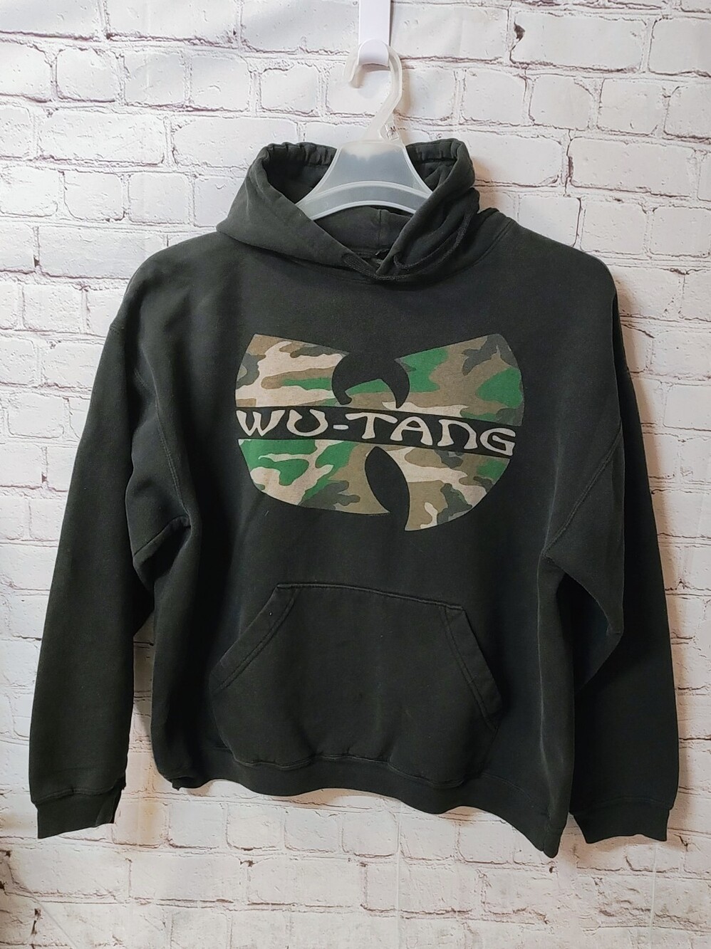 Wutang Camo Black VTG 90's Tultex Hoodie Well Worn XG XL Boxy Fit Hoodie